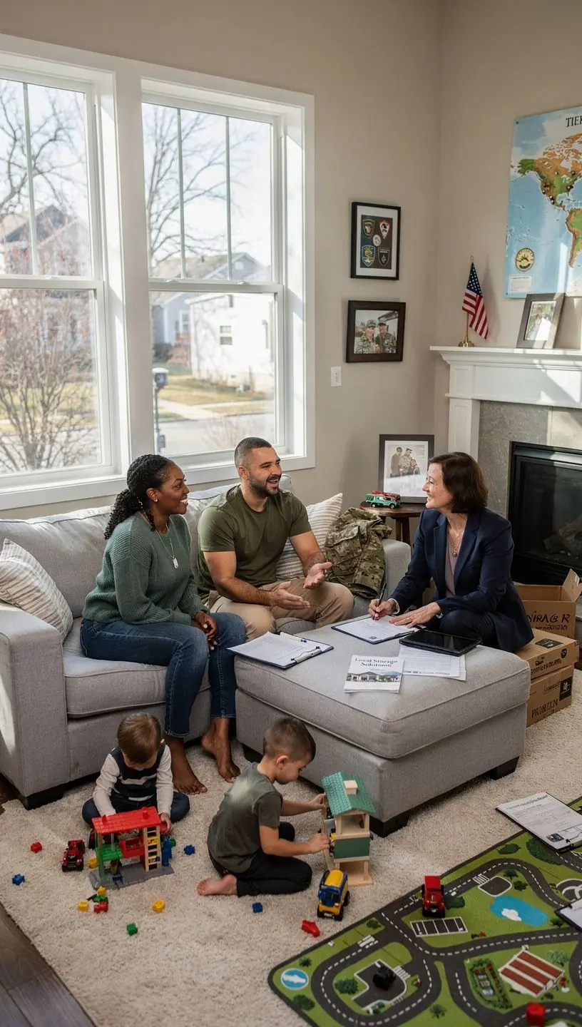 Zewnętrzny widok na dom z przestronnym parkingiem, idealny dla żołnierzy i ich rodzin.