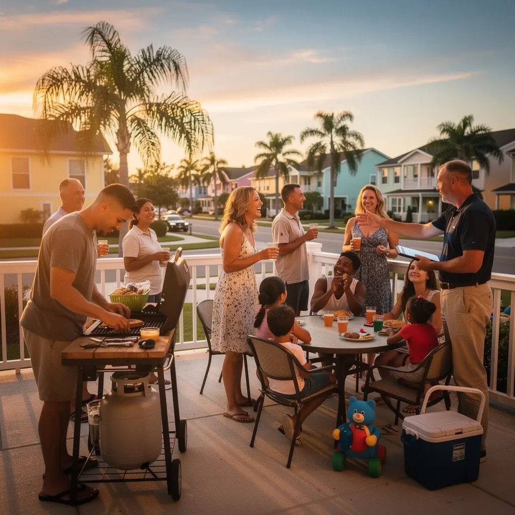 Zespół doradców lokalnych omawiający szczegóły wynajmu mieszkań dla osób związanych z wojskiem.