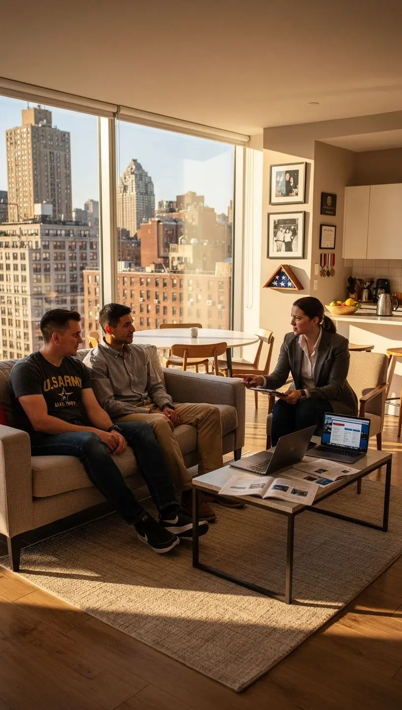 Wnętrze nowoczesnego mieszkania w Stanach Zjednoczonych, przygotowanego na wynajem dla rodzin wojskowych.