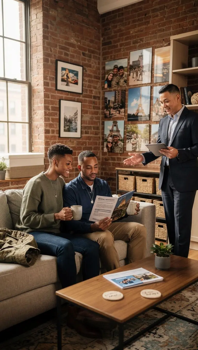 Zespół doradców lokalnych omawia dostępne mieszkania dla żołnierzy i ich rodzin.