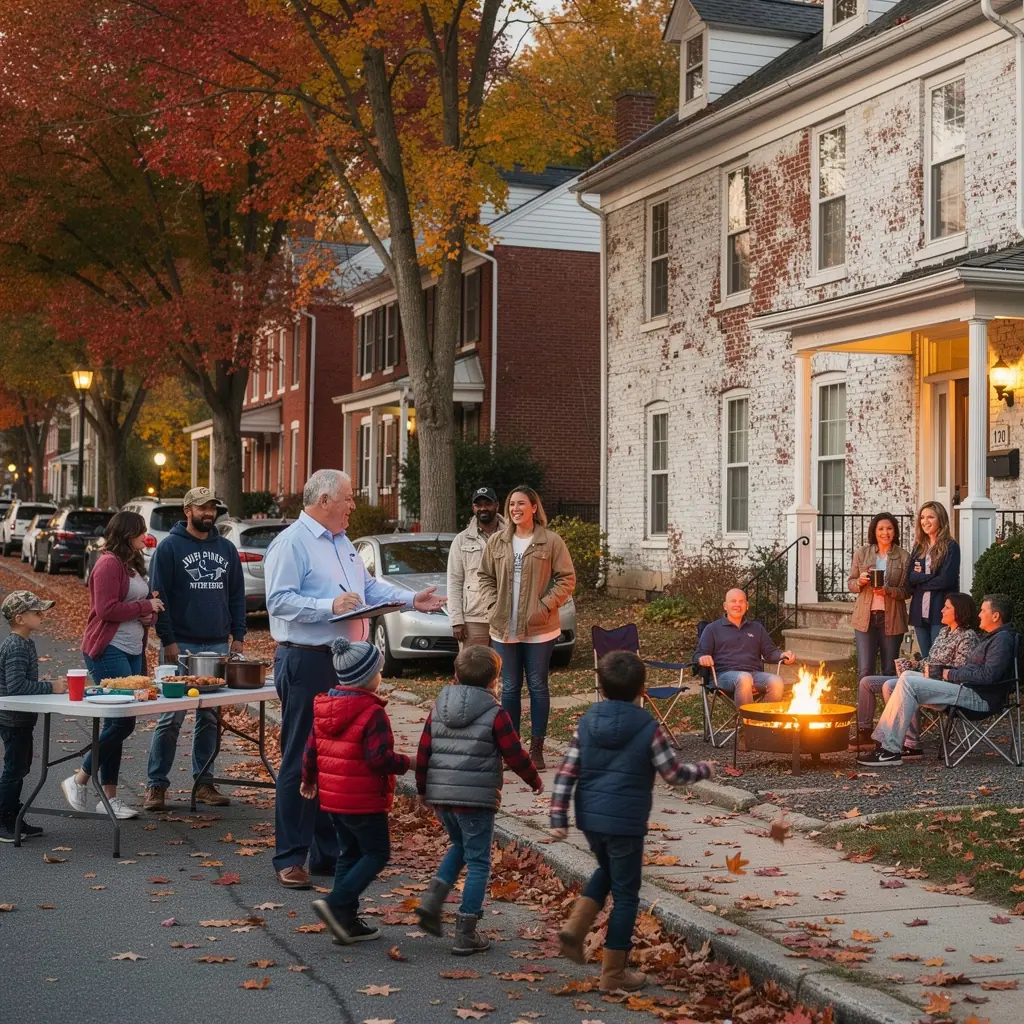 Widok na dom przeznaczony do wynajmu dla rodzin wojskowych, z przestronnym parkingiem.